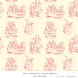 Alice in Wonderland Pink & Soft Yellow Toile Casart wallcovering pattern - Wallpaper
