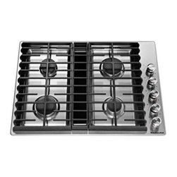 KitchenAid - KitchenAid® 30" 4 Burner Gas Downdraft Cooktop, Stainless Steel - Cooktops