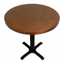 Round Copper Dining Table with Cast Iron X-Base - Dining Tables