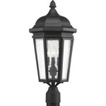 Progress Lighting - Verdae 3-Light Post Lantern - Wall, post and hanging lanterns in the Verdae collection offer traditional styling for a variety of exteriors. Classic and formal clear seeded glass complements a Black or Antique Bronze finish. Open bottom design allows easy access to replace lamps without removing any pieces.