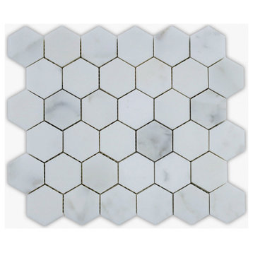Calacatta Honed 2" Hexagon Marble Mosaic