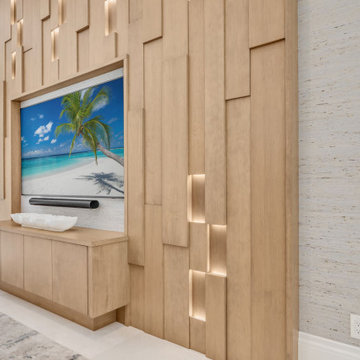 Custom three dimensional European oak feature wall