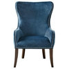 Hancock Button Tufted Back Accent Chair, Teal Blue