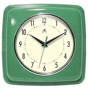 Retro Wall Clock - 9" Square Clock - Silent Non-Ticking
