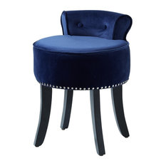 50 Most Por Blue Vanity Stools And Benches For 2019 Houzz Inspired Home Ludovic Velvet Contemporary Nailhead Trim Rolled Back Vanity Stool Navy