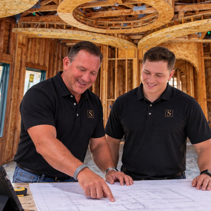 Todd Sweaney and Ryder Sweaney on a jobsite