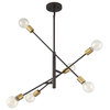 6-Light Chandelier, Matte Black, Oil Rubbed Bronze With Natural Brass