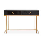 Home Office 2-Drawer Desk/Vanity Table, Wood And Metal, Black