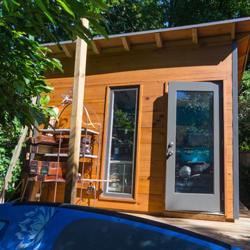 Modern Art Studio Natural 1x12 Pine Siding fully Insulated