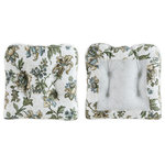Ellis Curtain - Madison Floral Non Skid Chair Pad, Blue, 16"x16" - Make a colorful, stylish statement in any room with this rich and beautiful floral. Add comfort and style to your dining chairs. Beautifully tufted and won’t flatten overtime. A non-skid gripper back keeps the cushion in place with no messy ties. Chair pads are made with 50-percent polyester/50-percent cotton duck fabric for soft texture and easy maintenance. These square chair pads have a width and length of 16-inches with a thickness of 2.5-inches. Easy care machine washable.