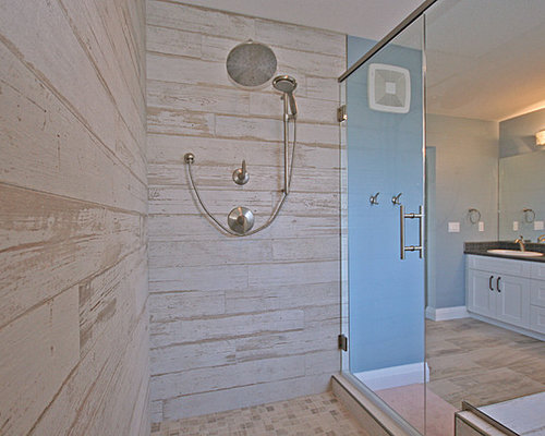 Badezimmer mit Laminat-Waschtisch und Doppeldusche Ideen, Design