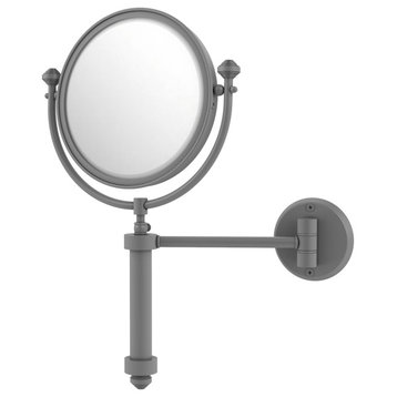 Southbeach Wall-Mount Makeup Mirror, 8" Dia, 3X Magnification, Matte Gray