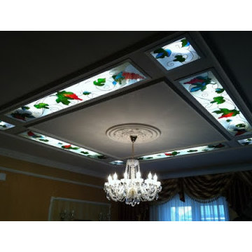 Installing stained glass panels in false ceiling designs