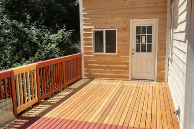 Cedar deck with shed