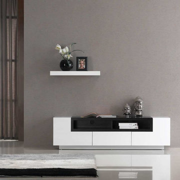 TV Stand in White Gloss and Dark Oak