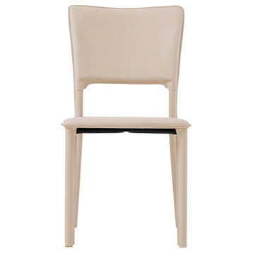 Metro Top Grain Leather Side Chair, Heritage Leather-Sand