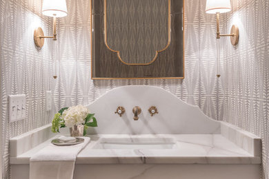 Example of a transitional powder room design in Nashville