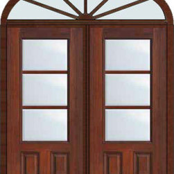 Prehung French Transom Double Door 80 Fiberglass 3/4 Lite 3 Lite - Patio Doors