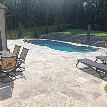 The Oasis Fiberglass Pool Model With Retaining Wall