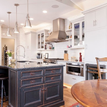 Ohio upscale White Kitchen with Black Island