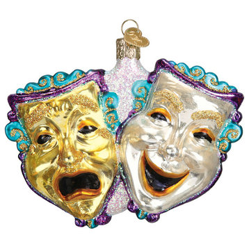 Old World Christmas Comedy Tragedy Theater Masks Holiday Ornament Glass 4