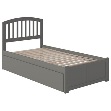 Richmond Twin Extra Long Bed With Footboard and Twin Extra Long Trundle, Gray