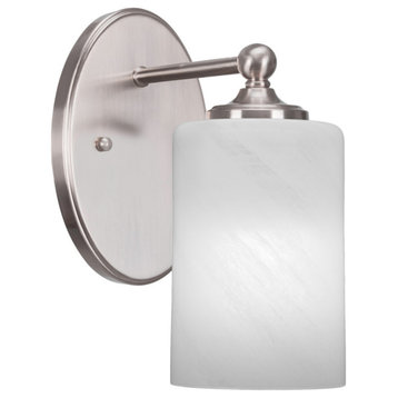 Capri 1-Light Wall Sconce, Brushed Nickel/White Marble