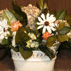 Floral Arrangement Hydrangia, Preserved Salal - Artificial Flowers Plants And Trees