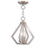 Livex Lighting - Prism 2-Light Mini Chandelier/Ceiling Mount, Brushed Nickel - Influenced by modern industrial style, our Prism brushed nickel finish pendant/flush mount light has a striking triangular shape. Sleek and contemporary, it's ideal for modern, contemporary or industrial style interiors.