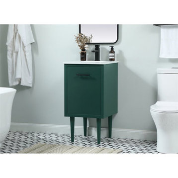 Elegant Decor Cyrus 18" Aluminum MDF Single Bathroom Vanity in Green