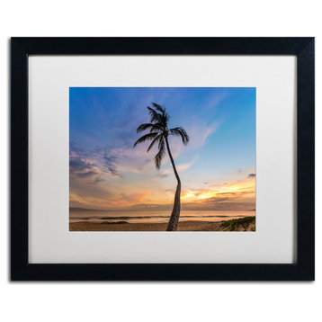 Pierre Leclerc 'Sunset Palm Tree' Matted Framed Art, Black Frame, White, 20x16