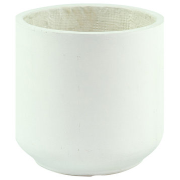 Mid Century Large Fiber Clay Pot Cylinder Planter White 10"