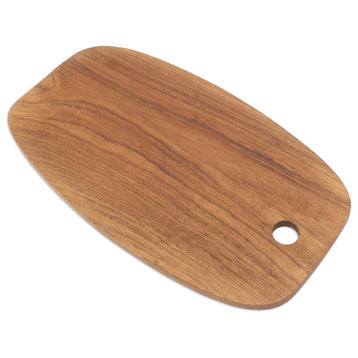 Novica Handmade Classic Oval Teak Wood Cutting Board