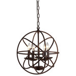 WAREHOUSE OF TIFFANY'S - Theo 18" 5-Light Gold Finish Chandelier With Light Kit - WAREHOUSE OF TIFFANY D6606/5 Theo 5-light Rust 17-inch Chandelier. This remarkable light fixture will not only brighten up your home, but it will also bring comfort and unique style for your home. This is a beautiful chandelier in rust color that will define your home wonderfully. It is made of iron in rust color with 30-inch long chain for mounting. Style: Modern. Color: Rust. Material: Iron. Product Size: 17 inches diameter x 40 inches high. Bulb: (5)60-watt(Not Included).