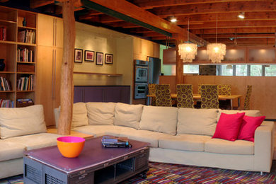 Example of a minimalist living room design in Boston