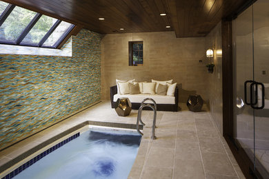 Farmhouse indoor rectangular pool photo in New York