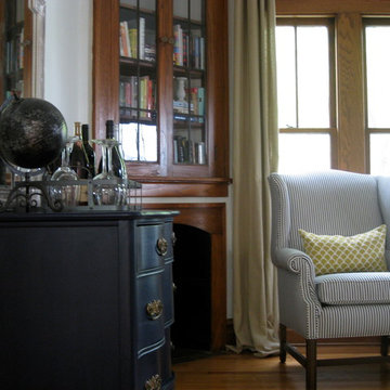 Homeowner's antique dresser was refinished for use as a bar.