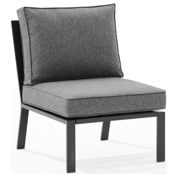 Clark Outdoor Metal Sectional Center Chair Charcoal/Matte Black