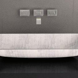 Modern Rectangular Bathroom Sink | White Silver - Bathroom Sinks
