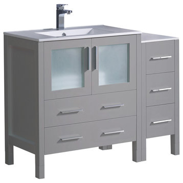 Torino Modern Bathroom Cabinets With Integrated Sink, Gray, 42"