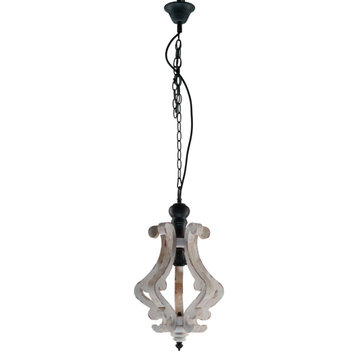 Benzara BM147075 Wooden Home Perth Chandelier, White