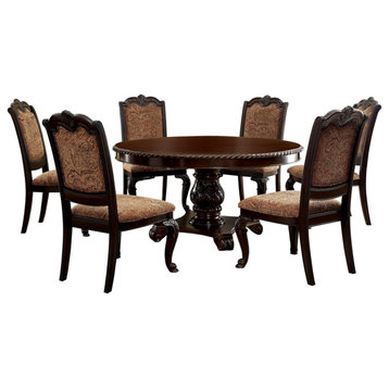 Furniture of America Ramsaran Wood 7-Piece Dining Table Set in Brown Cherry