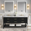 Arcadia Bath Vanity, Black Onyx, 72", Gold Hardware, Double, Freestanding