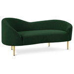 Meridian Furniture - Ritz Boucle Fabric Upholstered Loveseat, Green - Impress family and guests alike with this Ritz Boucle Fabric Loveseat. Wrapped in a cozy green boucle fabric, this loveseat exudes elegance and comfort. The gold metal legs add a touch of glamour to the overall design, making it a perfect addition to any modern living space. Sit back, unwind, and sink into the plush cushions of this chic and stylish loveseat.