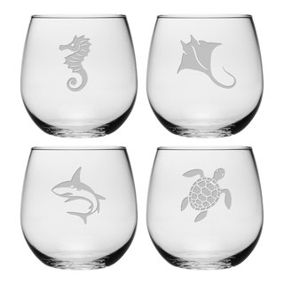 What The Shell 4 Piece 17oz. Stemless Wine Glass Set Susquehanna Glass