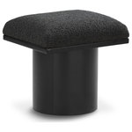 Meridian Furniture - Pavilion Black Boucle Fabric Bench/Stool, Black, Black Finish - Bring valuable seating and remarkable style to your space with this black Pavilion Boucle Fabric Bench/Stool, an exquisite balance of style and usability for the entryway, bedroom, and beyond. Crafted from oak veneer with a black finish, this bench has a 4-inch-thick seat cushion that's channel-tufted for a touch of luxury. The bench's columnar bases add a dash of Art Deco design, making it a captivating focal point in any room.