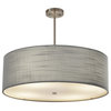 Textile Classic 24" Drum Pendant, Brushed Nickel - Gray Linen Fabric Shade