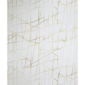 Modern wallpaper beige cream off white gold metallic Textured abstract lines 3D, 21 Inc X 33 Ft Roll