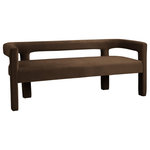Meridian Furniture - Athena Boucle Fabric Upholstered Bench, Brown, Velvet - Flaunt your modish tastes with this Athena velvet bench. Sophisticated by design, this dining room seating offers a sturdy frame made from high-quality materials and upholstered in soft, welcoming velvet, so it always feels comfortable for family and guests. A low back provides a clean aesthetic while offering support as you wine and dine the night away. Pair it with other items in the same collection for a cohesive look.