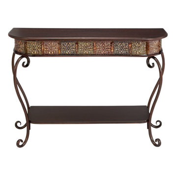 Dark Brown Traditional Metal Console Table 74362